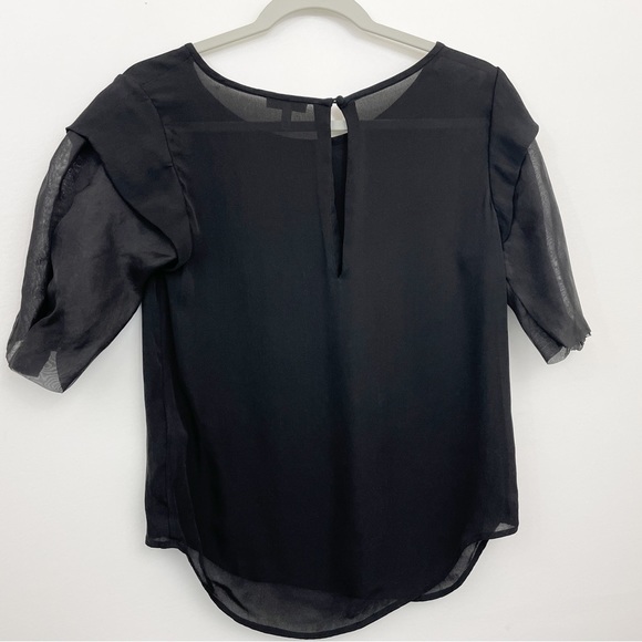 Joie Silk Blouse Small Chiffon Keyhole Back Pleated Sleeves - Picture 4 of 6